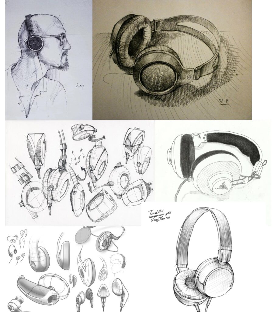 Headphones Drawing Reference and Sketches for Artists