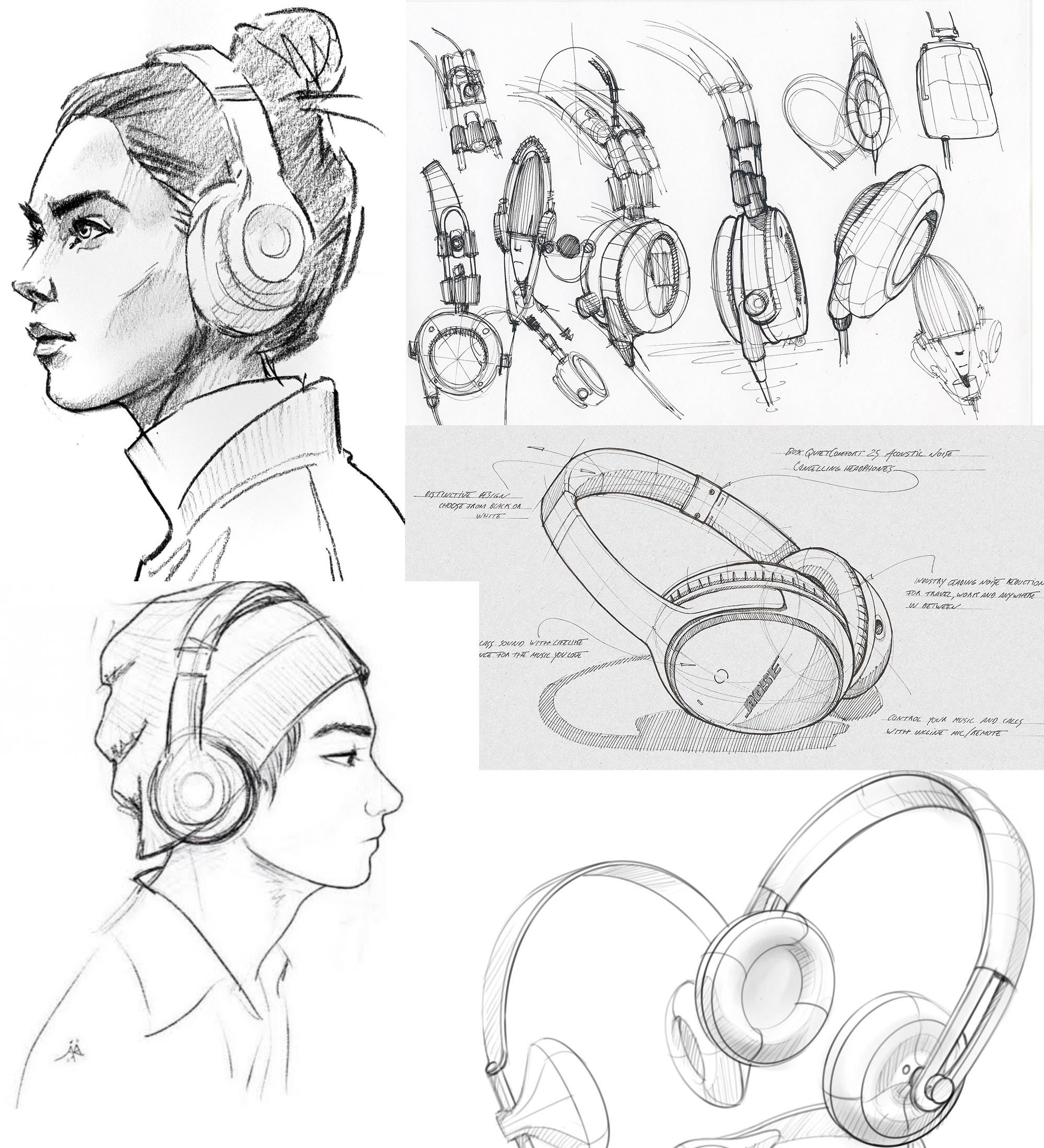 headphones pencil drawing