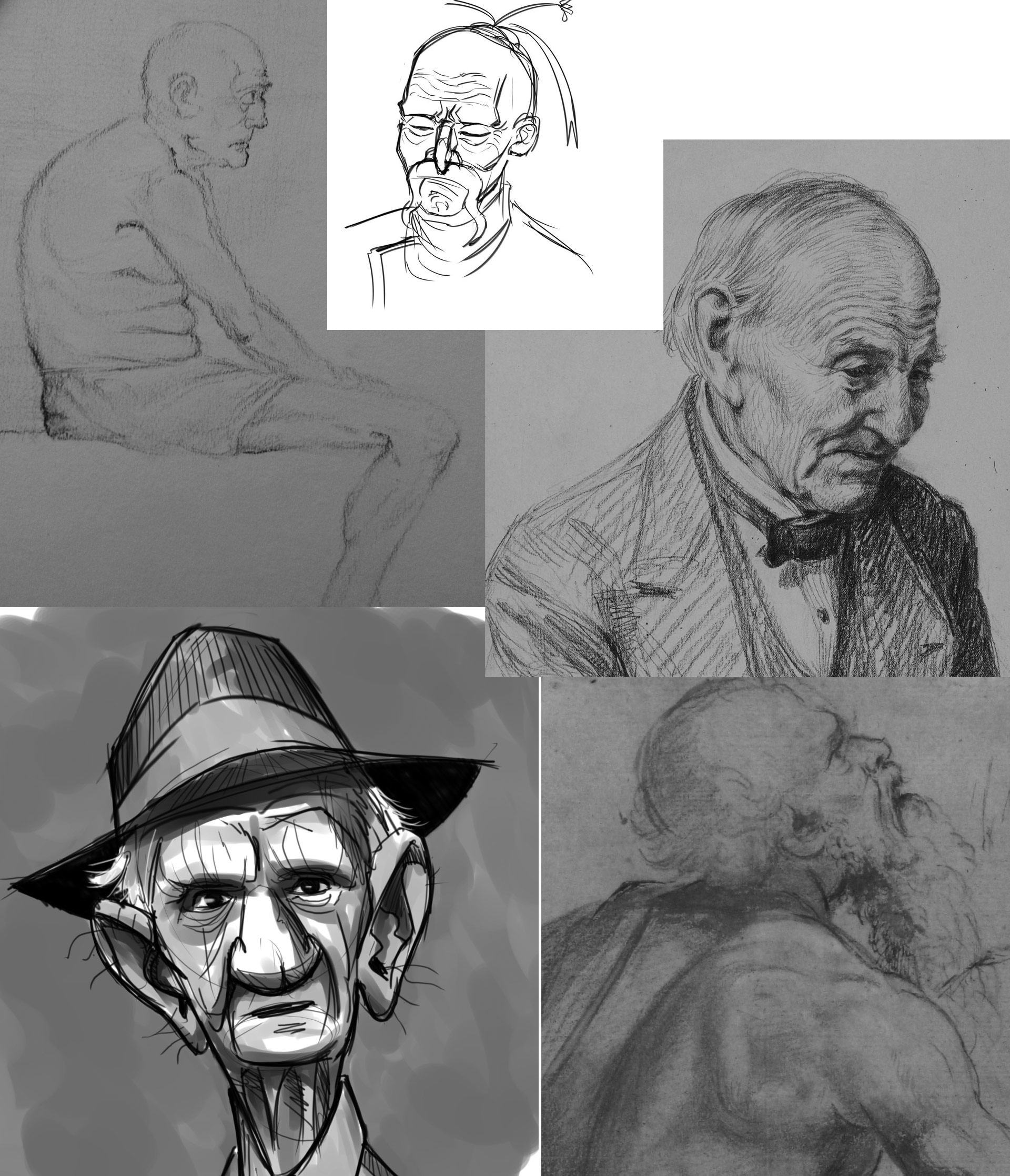 Old man drawing reference