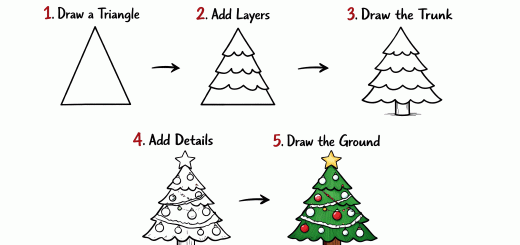 How to Draw Christmas Tree Step by Step
