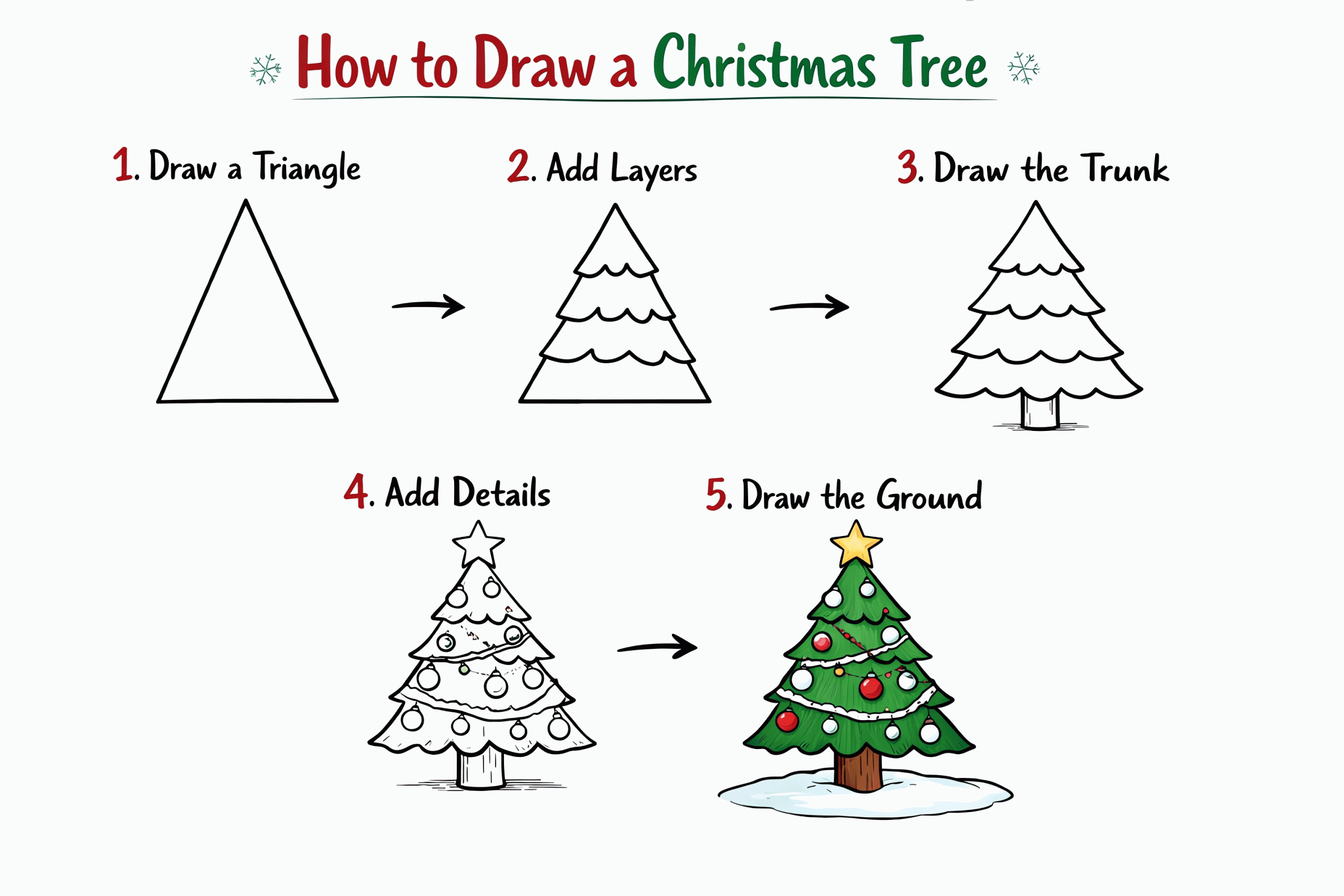 How to Draw Christmas Tree Step by Step Drawing Reference and Sketches ...