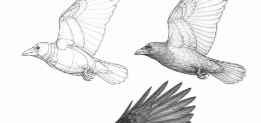 How to Draw Flying Crow Step by Step